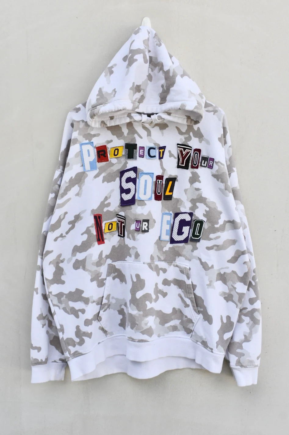 MEZOTER “SoulGuard” Hoodie – White Camo ‘Protect Your Soul Not Ur Ego’ Streetwear Hoodie