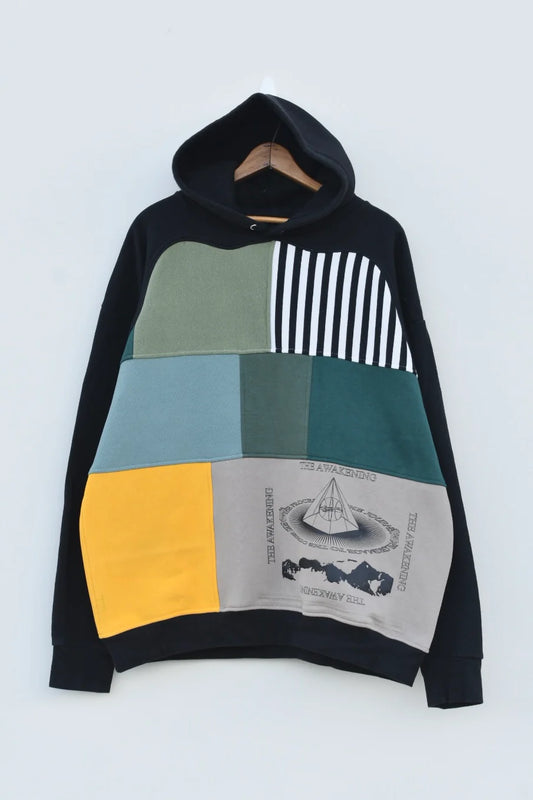 MEZOTER “The Awakening” Patchwork Hoodie – Unisex Multicolor Streetwear Pullover