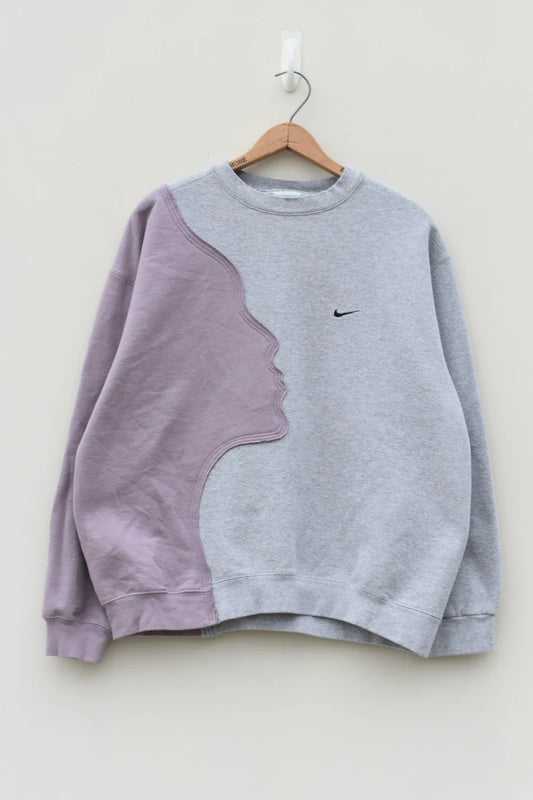 MEZOTER “Side Profile” Sweatshirt – Artistic Dual-Tone Oversized Unisex Crewneck