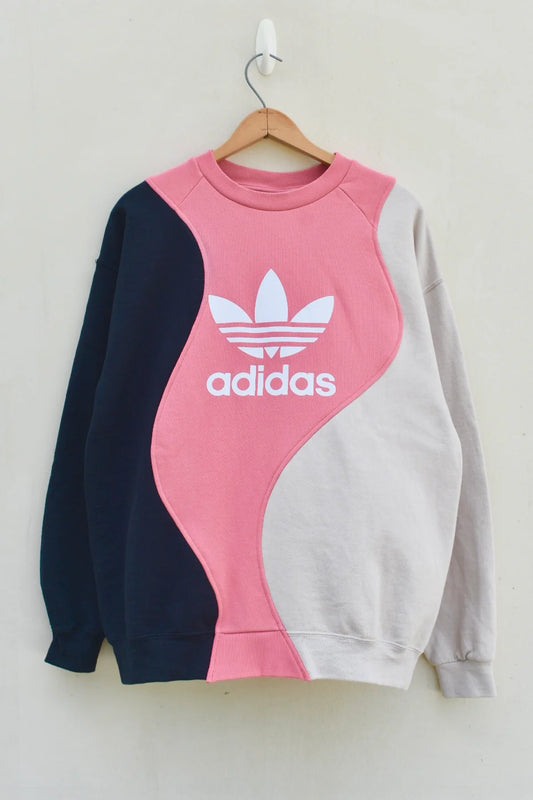 MEZOTER “Pink Wave” Colorblock Sweatshirt – Unisex Oversized Streetwear Pullover