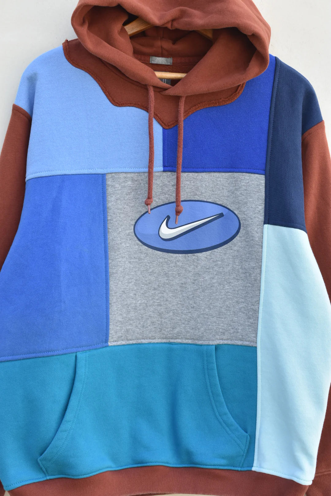 MEZOTER “Aero Grid” Patchwork Hoodie – Unisex Multicolor Oversized Streetwear Pullover