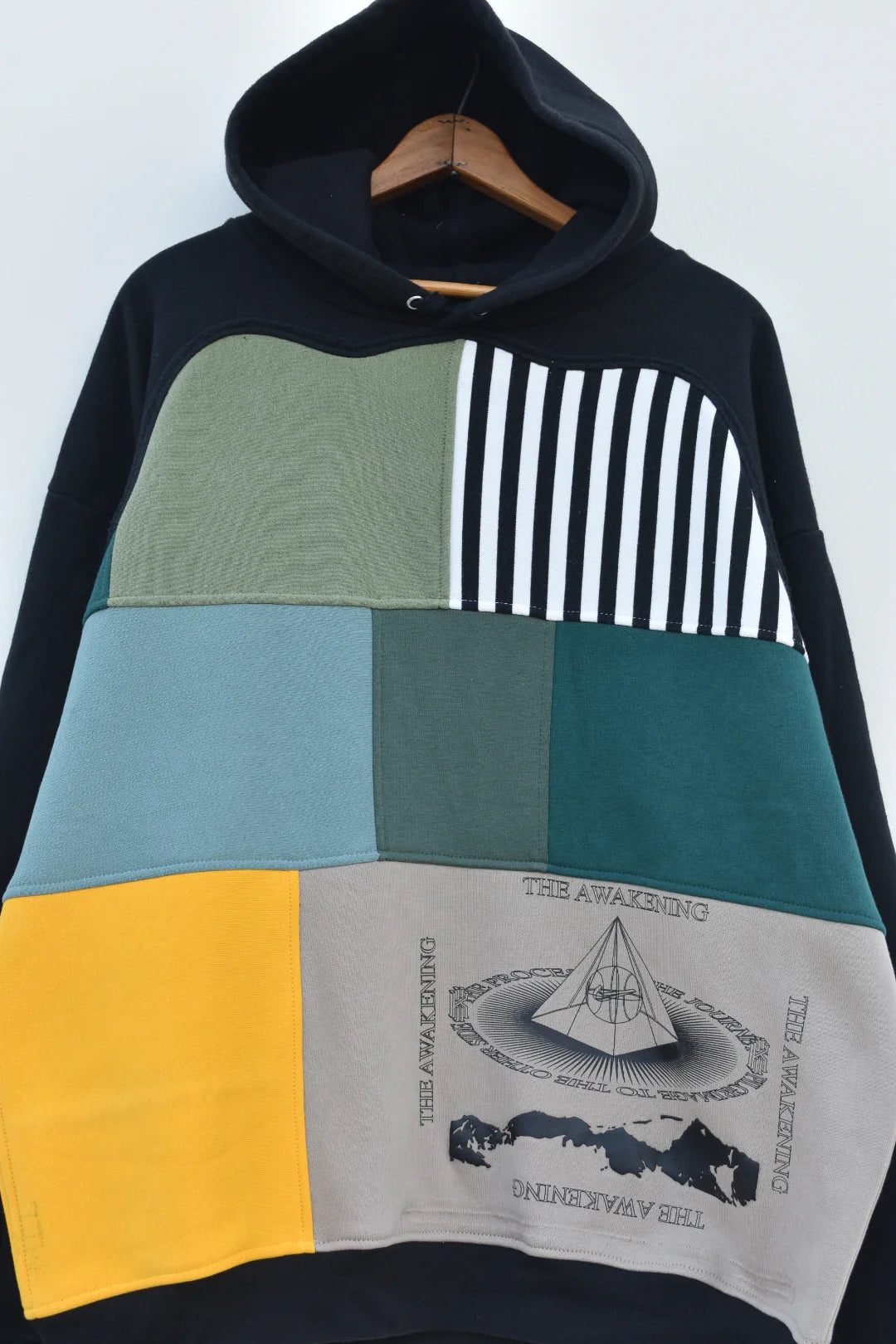 MEZOTER “The Awakening” Patchwork Hoodie – Unisex Multicolor Streetwear Pullover