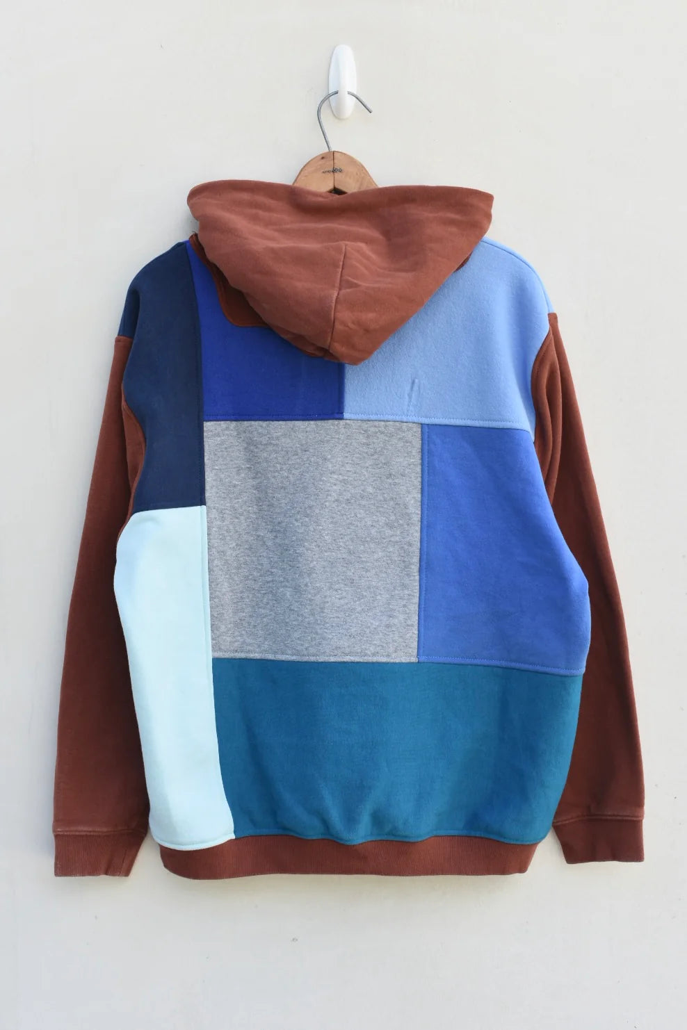 MEZOTER “Aero Grid” Patchwork Hoodie – Unisex Multicolor Oversized Streetwear Pullover