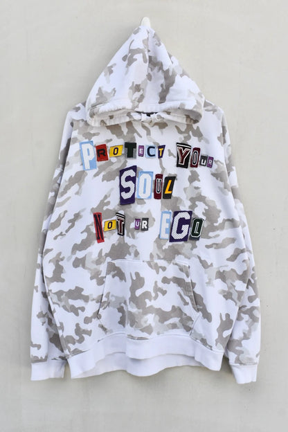 MEZOTER “SoulGuard” Hoodie – White Camo ‘Protect Your Soul Not Ur Ego’ Streetwear Hoodie