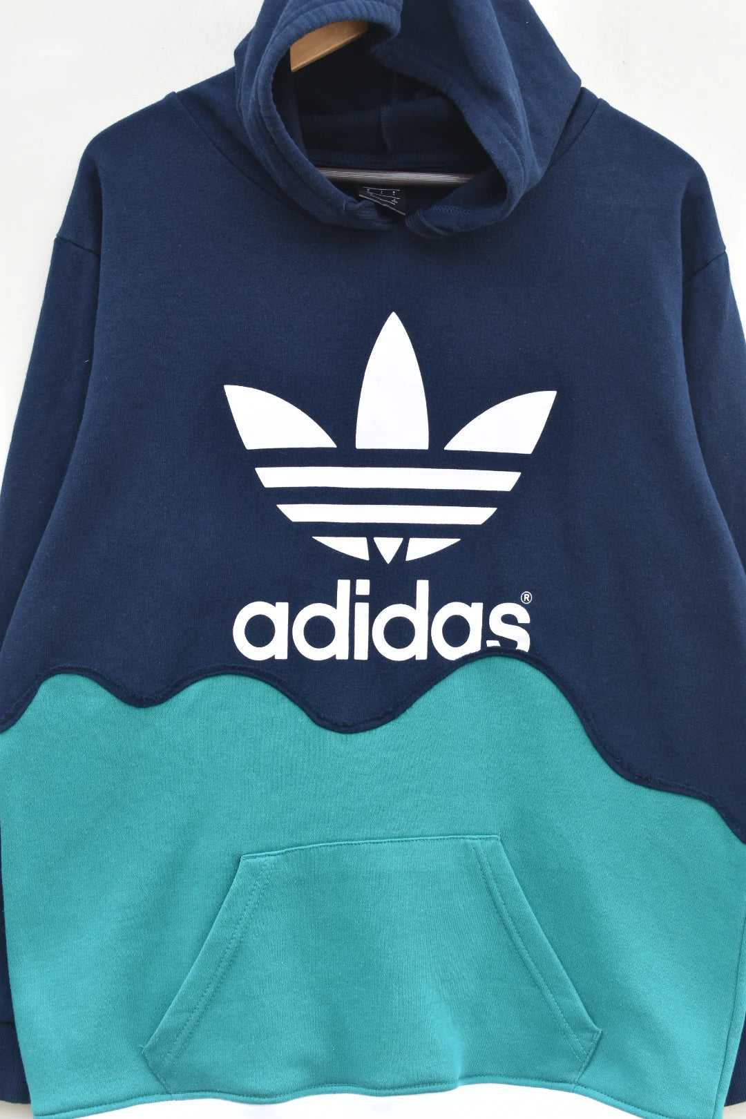 MEZOTER “WaveCore” Hoodie – Two-Tone Teal & Navy Blue Adidas Hoodie