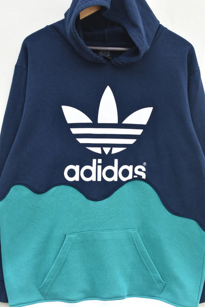 MEZOTER “WaveCore” Hoodie – Two-Tone Teal & Navy Blue Adidas Hoodie