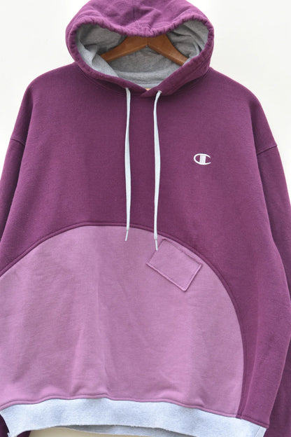 MEZOTER “Violet Arc” Hoodie – Dual Tone Oversized Streetwear Pullover