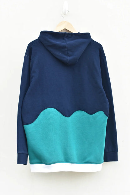 MEZOTER “WaveCore” Hoodie – Two-Tone Teal & Navy Blue Adidas Hoodie