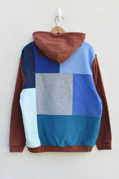 MEZOTER “Aero Grid” Patchwork Hoodie – Unisex Multicolor Oversized Streetwear Pullover
