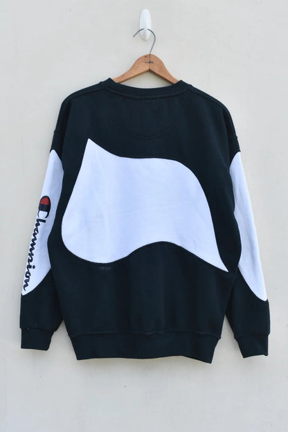 MEZOTER “WaveFlex” Sweatshirt – Champion Black & White Oversized Crewneck